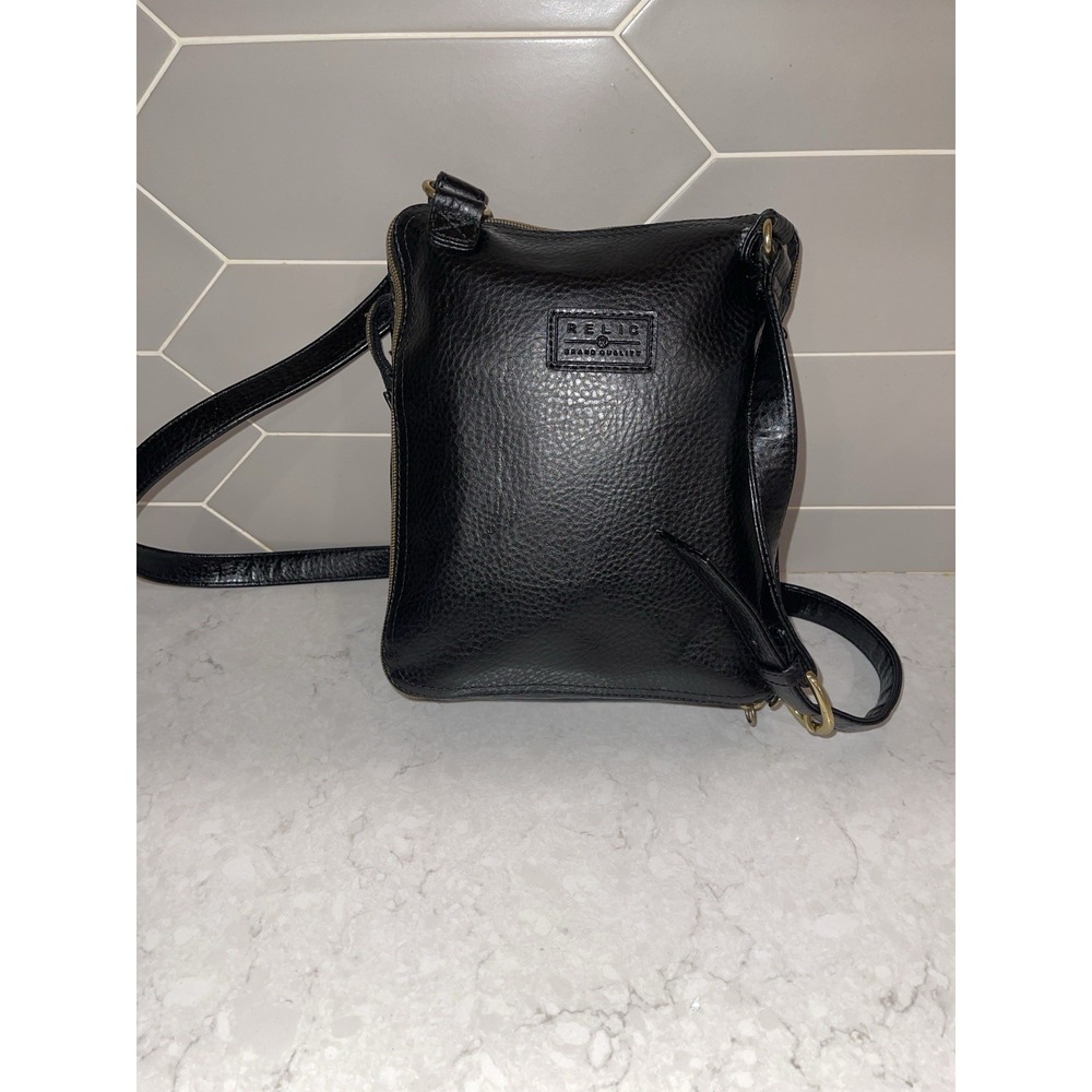 Relic‎ Pebbled Leather Crossbody Organizer Bag Black Classic Minimalist Travel